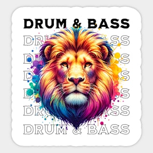 DRUM AND BASS  - Technicolor Lion (Black) Sticker